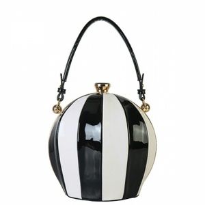 The Shoe Loft Bags - Zina Patent Leather Striped Ball Bag The Shoe Loft Bags - Zina Patent Leather Striped Ball Bag
